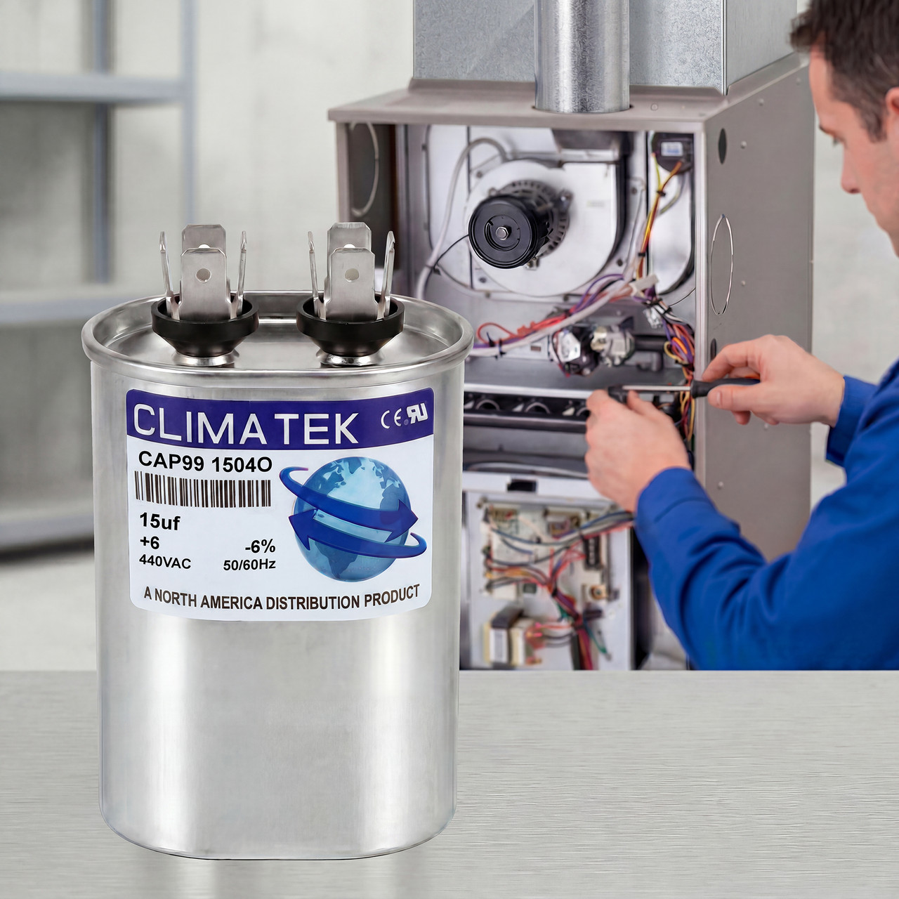 Climatek Motor Run Capacitor 15 uF MFD 440 Volt Oval Fits Aerovox